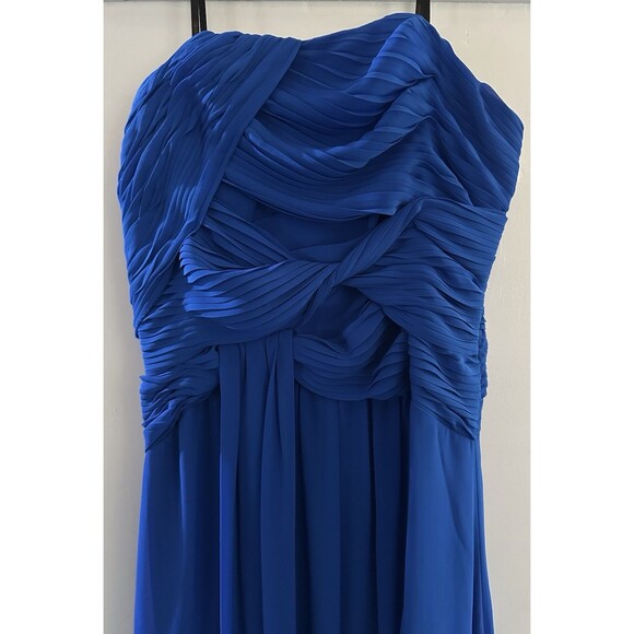Laundry by Shelli Segal Women Blue Chiffon Twist Front Full Gown Dress Sz 8 - Picture 2 of 10